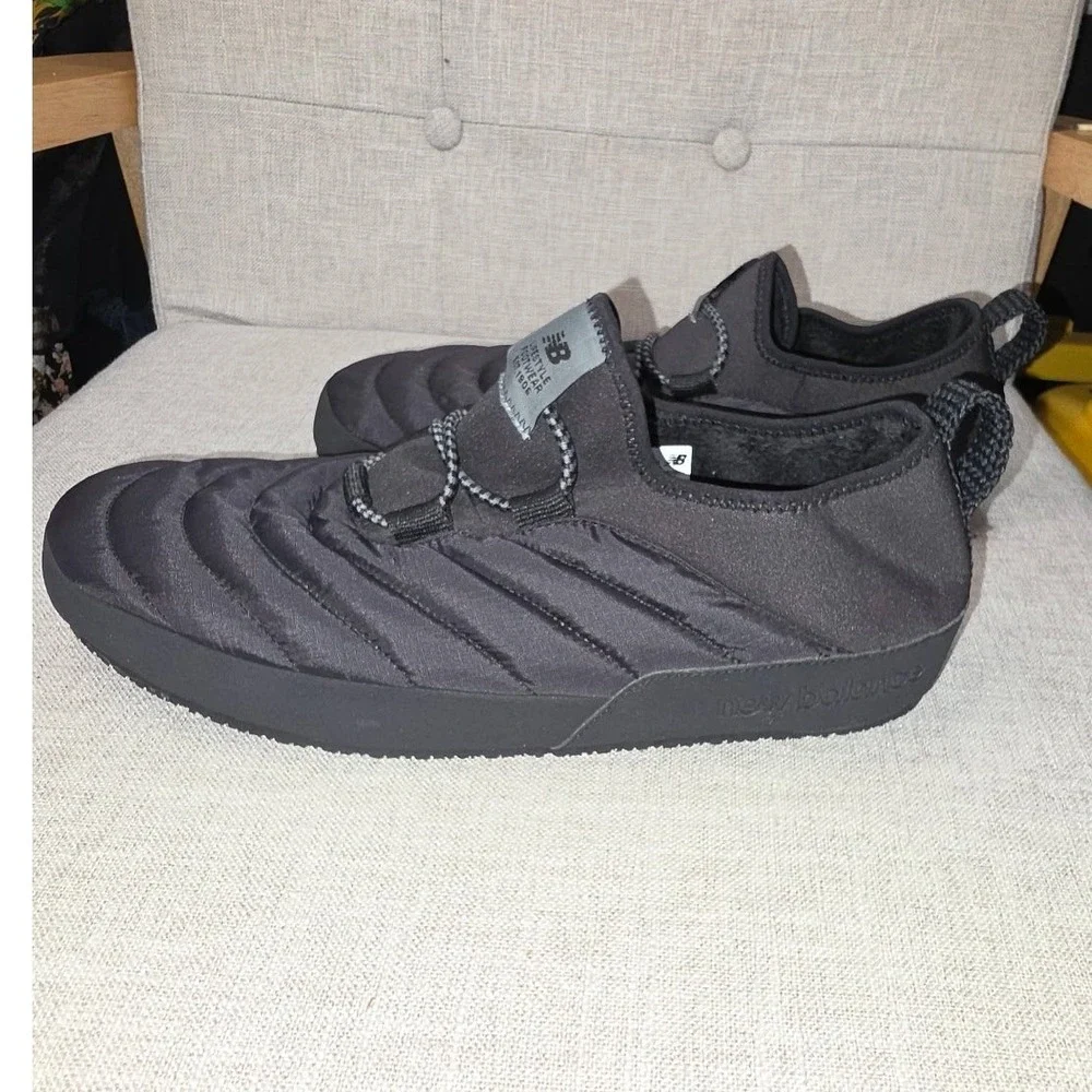 New Balance Caravan Moc v1 Black Quilted Fleece Lined Slippers SUFMOCB1 Mens 11